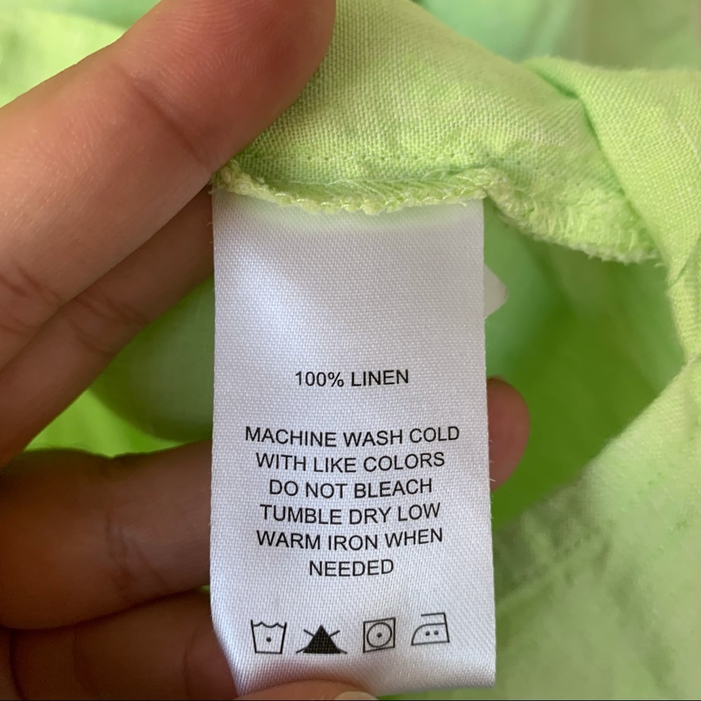 Foxcroft 100% Linen Button Front Tunic Lime Green… - image 3